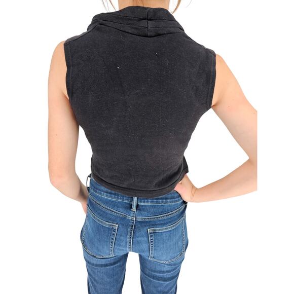 Vintage Y2K Necessary Objects Womens Sz S Cotton Crop Top Black Wrap Style - Picture 3 of 4